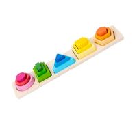 Beaupretty Wooden Geometric Shape Matching for Montessori Gradient Stacking Peg Board Early Educational Building Blocks for Fine Motor Skills Color and Shape Recognition Development and Safe