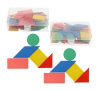 Beaupretty Wooden Geometric Shape Puzzle 100 Pieces Set with Squares Rectangles Circles Triangles Early Learning Educational for Preschool Development