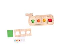 Beaupretty Wooden Geometric Shape Recognition for Educational Montessori Teaching Tool Colorful Whale Puzzle Board to Enhance Concentration Hand-eye Coordination and Creativity for