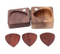Beaupretty Wooden Guitar Plectrum Folk Guitar Pick for Solid Wood Storage Box Includes Three Picks for Accessories