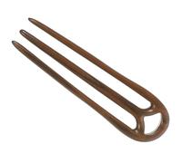 Beaupretty Wooden Hair Fork Stick with Three Teeth Hairpin Clip, Suitable for Bun Hairstyles at Night Out Weddings, Khaki Shade