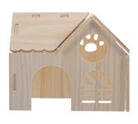 Beaupretty Wooden Hideout Cage Hamster House Beige Small Animal Nest 15x10x8inch Sense of Security Activity Space for Guinea Pig