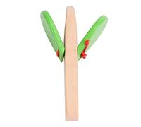 Beaupretty Wooden Long Handle Castanet Musical Instrument for Boy Girl Educational Percussion Hand Clappers Lightweight Early Learning Montessori in Green