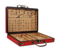 Beaupretty Wooden Mahjong Box with Handle Traditional Chinese Mahjong Storage Case for Organized Tile Packing Sturdy Wear Resistant for Long Use for Go Games and Gatherings