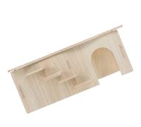 Beaupretty Wooden Maze House Multi-chamber Hideout with Ramp, Beige, for Hedgehog and Small Animal Habitat Décor, Offers Space for Activities and Reduces Stress