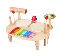 Beaupretty Wooden Mini Drum Kit Percussion Instrument with Xylophone and Tambourine Smooth Burr Musical for Educational Music for Early Learning and Creative Play