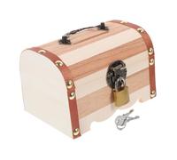 Beaupretty Wooden Piggy Bank with Lock and Key Medium Solid Wood Coin Container Money Box Secure Retro Storage Box for Birthday Gift Jewelry Organizer Practical Home and Office Safe