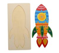 Beaupretty Wooden Rocket Puzzle for Educational Jigsaw Board Enhancing Spatial Cognition Bright Safe Touch for Home and School Learning Activities