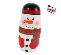 Beaupretty Wooden Snowman Russian Nesting Dolls for Handmade Christmas Holiday Decor Interactive Symbolizing Fortune and Festive Fun