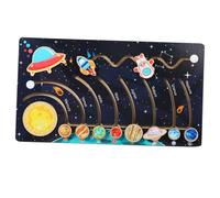 Beaupretty Wooden Solar System Puzzle for Educational Planets Movable Board Game for Preschool Learning Enhances Creativity Hand-eye Coordination Problem-solving Skills