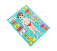 Beaupretty Wooden Spanish Language Puzzle for Preschoolers Educational Human Body Parts Board Montessori Matching Puzzle for Cognitive Development and Fine Motor Skills