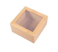 Beaupretty Wooden Square Desktop Box with Window Lid Sundries Organizer Elegant Modern Storage Case for Home and Office