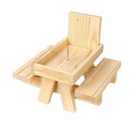 Beaupretty Wooden Squirrel Feeder Animal Nut Eating Rack with Corn Cob Holder Outdoor Food Dispenser for Backyard Wildlife Feeding