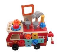 Beaupretty Wooden Truck Tool Set for Educational Fire Truck Construction Premium Pretend Play Workbench Creative Cognitive Development Parent Interaction Learning