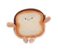 Beaupretty Zipper Coin Wallet Creative Coin Purse for Women Cute Toast Bread Shape Mini Pouch with Zip Closure for Earphone Cable Keys Small Essentials Storage On-The-Go Accessory