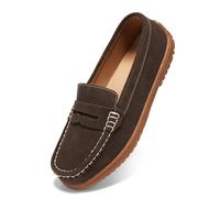 BEAUSEEN Women's Penny Loafers Slip-On - Lightweight Breathable Suede Driving Moccasins,Cute Business Casual Dress Shoes for Work & Travel, Coffee, 8.5 UK