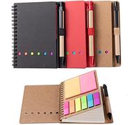 Beausoleil 3 Packs Spiral Notebook Steno Pads Lined Notepad with Pen in Holder, Sticky Notes, Page Marker Colored Index Tabs Flags