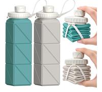 BEAUTAIL Collapsible Water Bottle, Silicone Foldable Portable Water Bottles 610ml, Lightweight Reusable Leakproof for Travel Camping Hiking Cycling Yoga Sports Outdoor, 2 Pack (Blue+Starlight)