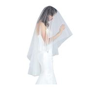 BEAUTELICATE Bridal Wedding Veil Drop Blusher Veil 2 Tier Cut Edge Knee Chapel Length With Comb Ivory Knee Length