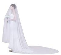BEAUTELICATE Cathedral Length Wedding Veil with 118'' Width and Round Raw Cut Edge in White