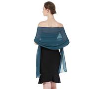 BEAUTELICATE Chiffon Shawl and Wraps Lightweight Scarfs Stole Silk Feeling Sheer Cover Up For Women Summer Wedding Bridesmaids Evening(Widen - Ink Blue)