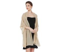 BEAUTELICATE Chiffon Shawl and Wraps Lightweight Scarfs Stole Silk Feeling Sheer Cover Up For Women Summer Wedding Bridesmaids Evening(Widen - Champagne)