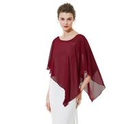 BEAUTELICATE Chiffon Shawl Wrap Sheer Cape Poncho Women Capelet Lightweight Top Cover Up For Summer Wedding Evening Bride bridesmaid Mother of Bride