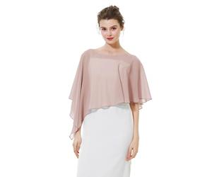 BEAUTELICATE Chiffon Shawl Wrap Sheer Cape Poncho Women Capelet Lightweight Top Cover Up For Summer Wedding Evening Bride bridesmaid (One size, Asymmetrical - Dusty Rose)