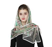 BEAUTELICATE Church Chapel Veil Lace Mantilla Head Cover Embroidered Shawl Scarf For Women Catholic Latin Mass Holy Communion Religious Ceremony Wedding Champagne