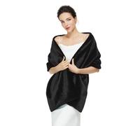 BEAUTELICATE Faux Fur Shawl Wrap Winter Wedding Shrug Bridal Bridesmaid Stole Scarf Women’s Warm Cover Up(One size, Black)