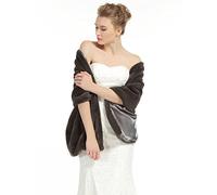 BEAUTELICATE Faux Fur Shawl Wrap Winter Wedding Shrug Bridal Bridesmaid Stole Scarf Women’s Warm Cover Up(One Size, Cacao Brown)