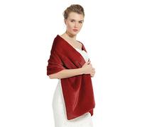 BEAUTELICATE Faux Fur Shawl Wrap Winter Wedding Shrug Bridal Bridesmaid Stole Scarf Women’s Warm Cover Up(One Size, Wine Red)