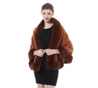 BEAUTELICATE Faux Fur Shawl Wrap Women Lamb Wool Cape Shrug for Winter Wedding Evening Bride Bridesmaids Fancy Dress Gatsby Custume(One Size, Camel)