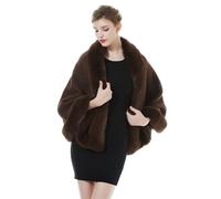 BEAUTELICATE Faux Fur Shawl Wrap Women Lamb Wool Cape Shrug for Winter Wedding Evening Bride Bridesmaids Fancy Dress Gatsby Custume(One Size, Brown)