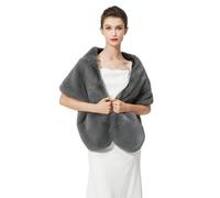 BEAUTELICATE Faux Fur Wrap Shawl Shrug Stole for Women Brides Bridesmaids Winter Wedding Evening Party (One Size, Upgraded - Dark Grey)