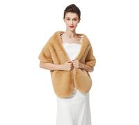 BEAUTELICATE Faux Fur Wrap Shawl Shrug Stole for Women Brides Bridesmaids Winter Wedding Evening Party (One Size, Upgraded - Camel)