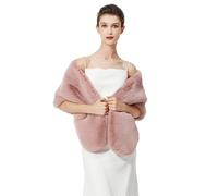 BEAUTELICATE Faux Fur Wrap Shawl Shrug Stole for Women Brides Bridesmaids Winter Wedding Evening Party (One Size, Upgraded - Dusty Rose)