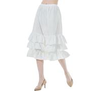 BEAUTELICATE Half Slip Underskirt 100% Cotton Women Petticoat Underdress with Ruffle Knee Length Midi Skirt Extender Light Ivory 80cm, XL