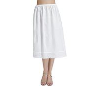 BEAUTELICATE Half Slip Underskirt 100% Cotton Women's Vintage Skirt Extender Slip A-line Petticoat Summer Cooler Anti-static Cling Resistant Underslip(Straight Style - Ivory - 28'', XXL)