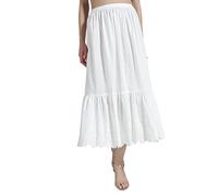 BEAUTELICATE Half Slip Underskirt for Women 100% Cotton A-line Petticoat with Lace Embroidery Summer Skirt Extender Anti-static Underslips(Anglaise Lace - Ivory - 80cm, XL)