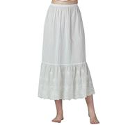 BEAUTELICATE Half Slip Underskirt for Women 100% Cotton A-line Petticoat with Lace Embroidery Summer Skirt Extender Anti-static Underslips(Broderie Anglais - Ivory - 89cm, 2XL)