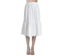 BEAUTELICATE Half Slip Underskirt for Women 100% Cotton A-line Petticoat with Lace Embroidery Summer Skirt Extender Anti-static Underslips(Anglaise Lace - Ivory - 70cm, M)