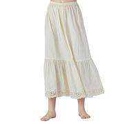 BEAUTELICATE Half Slip Underskirt for Women 100% Cotton A-line Petticoat with Lace Embroidery Summer Skirt Extender Anti-static Underslips(Crochet Lace - Cream - 85cm, M)