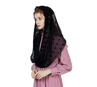 BEAUTELICATE Infinity Mantilla Veil Catholic Church Latin Mass Holy Communion Religious Ceremony Head Cover Formal Lace Scarf Black