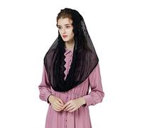 BEAUTELICATE Infinity Mantilla Veil Catholic Church Latin Mass Holy Communion Religious Ceremony Head Cover Formal Lace Scarf Black