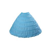 BEAUTELICATE Petticoat Underskirt Crinoline With 6 Hoops Floor-length Half Slip For Big Full Ball Gown Wedding Dress Cosplay Halloween Costume One Size, Ice Blue