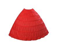 BEAUTELICATE Petticoat Underskirt Crinoline With 6 Hoops Floor-length Half Slip For Big Full Ball Gown Wedding Dress Cosplay Halloween Costume One Size, Red