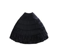 BEAUTELICATE Petticoat Underskirt Crinoline With 6 Hoops Floor-length Half Slip For Big Full Ball Gown Wedding Dress Cosplay Halloween Costume One Size, Black