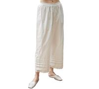 BEAUTELICATE Pettipants Pantaloons For Women Pure Cotton Trouser Slips Loose Comfy Pajama Bottoms Vintage French Culotte Pants With Pockets Handmade Lace Off White, XL