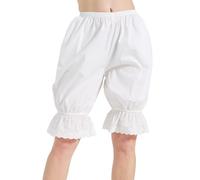 BEAUTELICATE Pumpkin Bloomers Women's 100% Cotton Pantaloons Pettipants Summer Spring Pajama Pants Lolita Victorian Renaissance Edwardian Costume Off white Knee Length, L